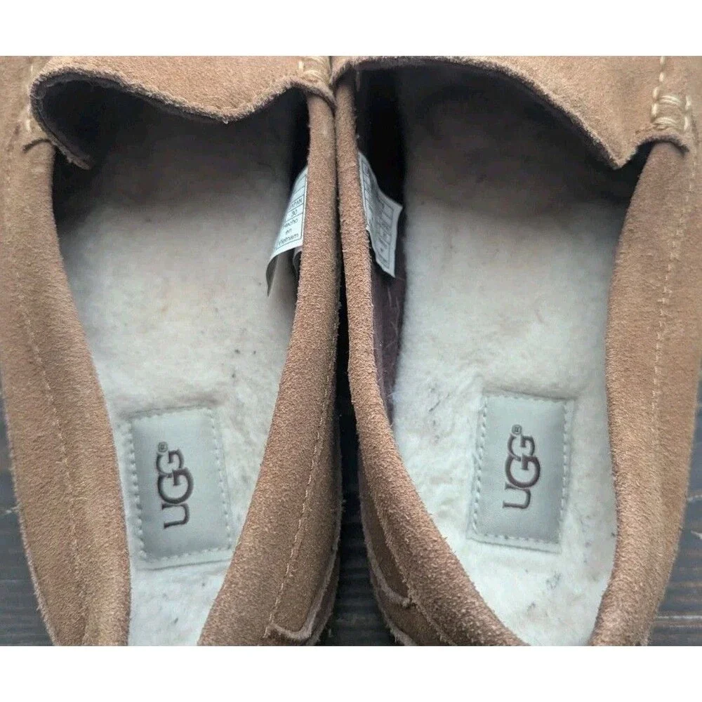 UGG Alder Men's Slippers Loafer Size 12 Chestnut Suede Sheepskin Lined